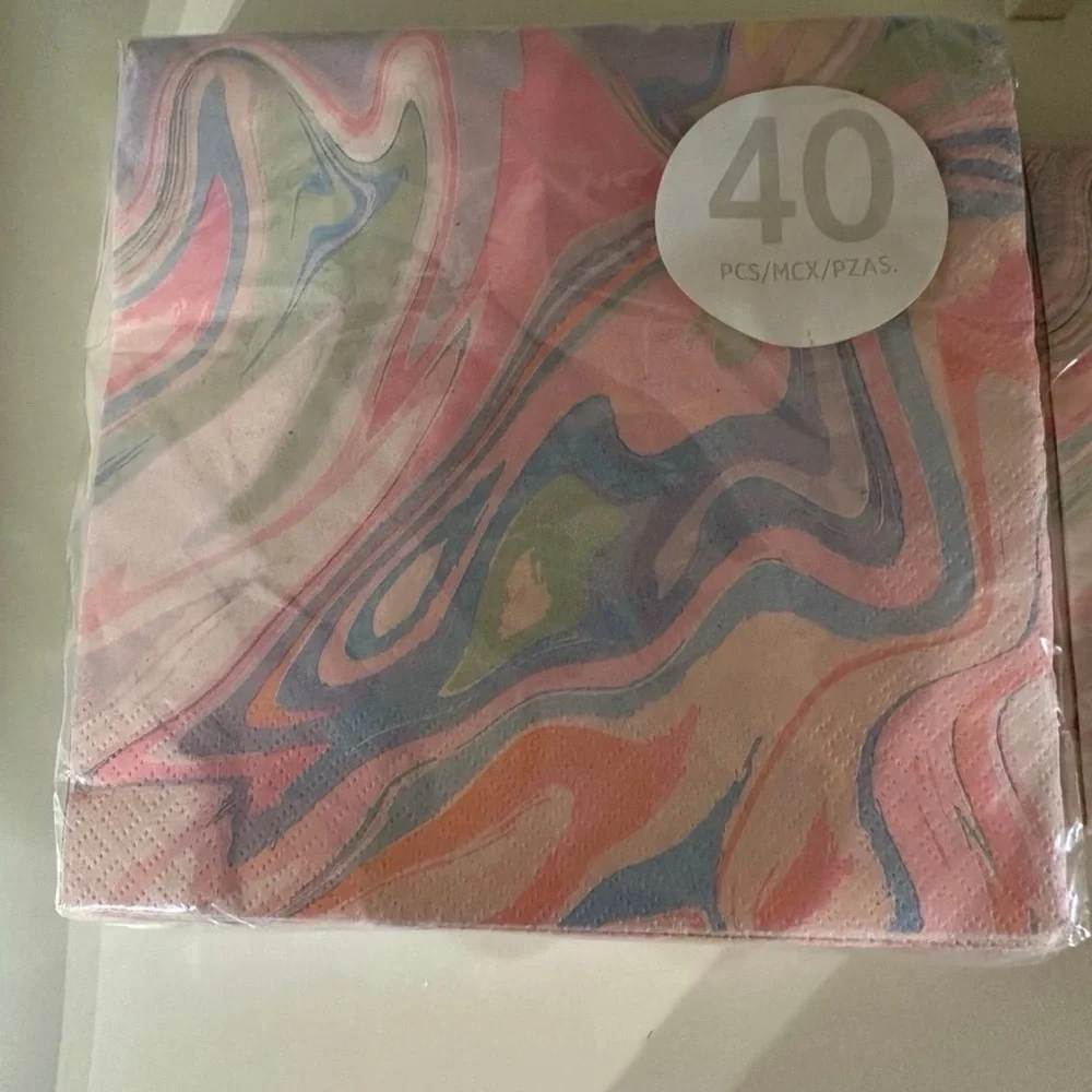 Marble Party Supplies Set - Napkins, Plates, and Cups